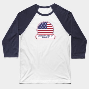 United States of America Country Badge - United States of America Flag Baseball T-Shirt